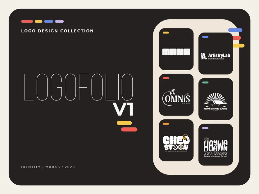 Logofolio: a grid of logo marks designed by Othmane Alaoui